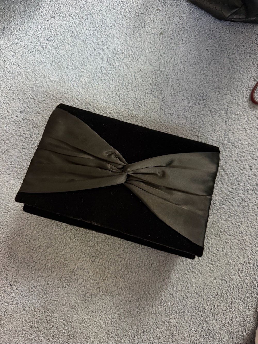 Elegant Black Satin-Trim Velvet Clutch
